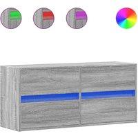 Berkfield Home TV Wall Cabinet with LED Lights Grey Sonoma 100x31x45 cm | Size: 100 x 31 x 45 cm