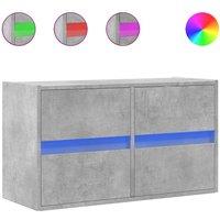 Berkfield Home TV Wall Cabinet with LED Lights Concrete Grey 80x31x45 cm | Size: 80 x 31 x 45 cm