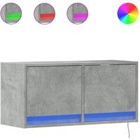 Berkfield Home TV Wall Cabinet with LED Lights Concrete Grey 80x31x35 cm | Size: 80 x 31 x 35 cm