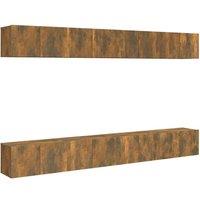 Berkfield Home TV Cabinets 8 pcs Smoked Oak 60x30x30 cm Engineered Wood in Brown | Size: 60 x 30 x 30 cm