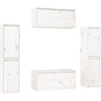 Berkfield Home TV Cabinets 6 pcs White Solid Wood Pine