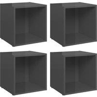 Berkfield Home TV Cabinets 4 pcs High Gloss Grey 37x35x37 cm Engineered Wood | Size: 37 x 35 x 37 cm