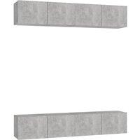 Berkfield Home TV Cabinets 4 pcs Concrete Grey 80x30x30 cm Engineered Wood | Size: 80 x 30 x 30 cm