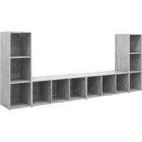 Berkfield Home TV Cabinets 4 pcs Concrete Grey 107x35x37 cm Engineered Wood | Size: 107 x 35 x 37 cm
