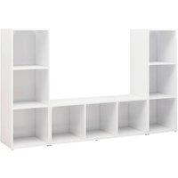 Berkfield Home TV Cabinets 3 pcs White 107x35x37 cm Engineered Wood | Size: 107 x 35 x 37 cm