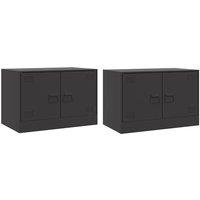 Berkfield Home TV Cabinets 2pcs Black 67x39x44 cm Steel | Size: 67 x 39 x 44 cm