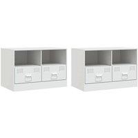 Berkfield Home TV Cabinets 2 pcs White 67x39x44 cm Steel | Size: 67 x 39 x 44 cm