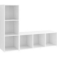 Berkfield Home TV Cabinets 2 pcs White 107x35x37 cm Engineered Wood | Size: 107 x 35 x 37 cm