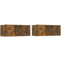 Berkfield Home TV Cabinets 2 pcs Smoked Oak 80x30x30 cm Engineered Wood in Brown | Size: 80 x 30 x 30 cm