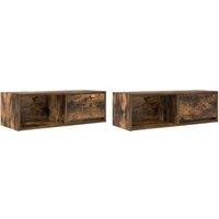 Berkfield Home TV Cabinets 2 pcs Smoked Oak 80x31x25.5 cm Engineered Wood in Brown