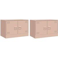 Berkfield Home TV Cabinets 2 pcs Pink 67x39x44 cm Steel | Size: 67 x 39 x 44 cm