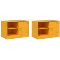 Berkfield Home TV Cabinets 2 pcs Mustard Yellow 67x39x44 cm Steel | Size: 67 x 39 x 44 cm