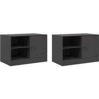 Berkfield Home TV Cabinets 2 pcs Black 67x39x44 cm Steel | Size: 67 x 39 x 44 cm