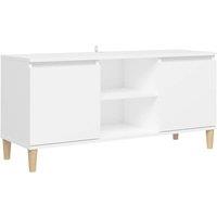 Berkfield Home TV Cabinet with Solid Wood Legs White 103.5x35x50 cm