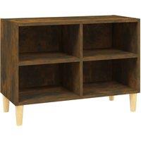Berkfield Home TV Cabinet with Solid Wood Legs Smoked Oak 69.5x30x50 cm in Brown