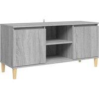 Berkfield Home TV Cabinet with Solid Wood Legs Grey Sonoma 103.5x35x50 cm