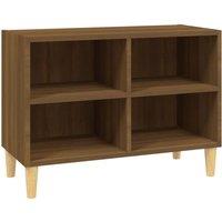 Berkfield Home TV Cabinet with Solid Wood Legs Brown Oak 69.5x30x50 cm