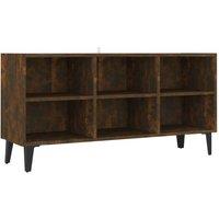Berkfield Home TV Cabinet with Metal Legs Smoked Oak 103.5x30x50 cm in Brown