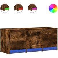 Berkfield Home TV Cabinet with LED Smoked Oak 97x34x40 cm Engineered Wood in Brown | Size: 97 x 34 x 40 cm
