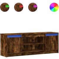Berkfield Home TV Cabinet with LED Smoked Oak 139.5x34x50 cm Engineered Wood in Brown