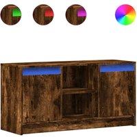Berkfield Home TV Cabinet with LED Smoked Oak 100x34x50 cm Engineered Wood in Brown | Size: 100 x 34 x 50 cm