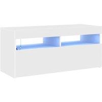 Berkfield Home TV Cabinet with LED Lights White 90x35x40 cm | Size: 90 x 35 x 40 cm