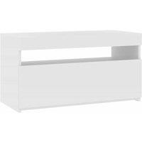 Berkfield Home TV Cabinet with LED Lights White 75x35x40 cm | Size: 75 x 35 x 40 cm
