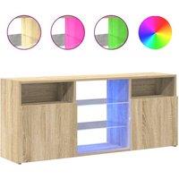 Berkfield Home TV Cabinet with LED Lights Sonoma Oak 120x30x50 cm in Brown | Size: 120 x 30 x 50 cm