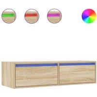 Berkfield Home TV Cabinet with LED Lights Sonoma Oak 100X35.5x25 cm in Brown