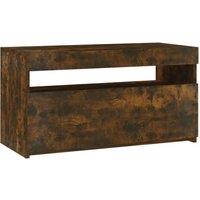 Berkfield Home TV Cabinet with LED Lights Smoked Oak 75x35x40 cm in Brown | Size: 75 x 35 x 40 cm