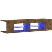 Berkfield Home TV Cabinet with LED Lights Smoked Oak 135x39x30 cm in Brown | Size: 135 x 39 x 30 cm
