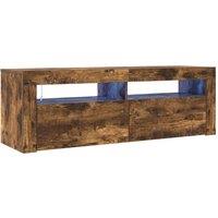 Berkfield Home TV Cabinet with LED Lights Smoked Oak 120x35x40 cm in Brown | Size: 120 x 35 x 40 cm