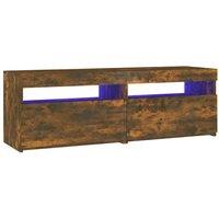 Berkfield Home TV Cabinet with LED Lights Smoked Oak 120x35x40 cm in Brown | Size: 120 x 35 x 40 cm