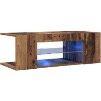 Berkfield Home TV Cabinet with LED Lights Old Wood 90x39x30 cm Engineered Wood in Brown | Size: 90 x 39 x 30 cm
