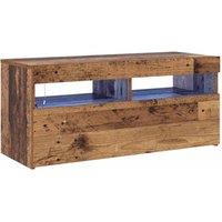 Berkfield Home TV Cabinet with LED Lights Old Wood 90x35x40 cm Engineered Wood in Brown | Size: 90 x 35 x 40 cm