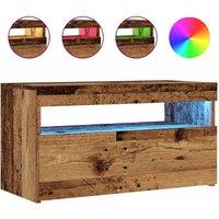 Berkfield Home TV Cabinet with LED Lights Old Wood 75x35x40 cm Engineered Wood in Brown | Size: 75 x 35 x 40 cm