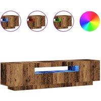 Berkfield Home TV Cabinet with LED Lights Old Wood 160x35x40 cm Engineered Wood in Brown | Size: 160 x 35 x 40 cm