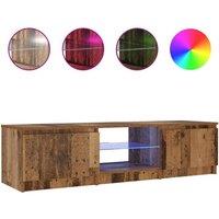 Berkfield Home TV Cabinet with LED Lights Old Wood 140x40x35.5 cm Engineered Wood in Brown