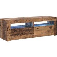 Berkfield Home TV Cabinet with LED Lights Old Wood 120x35x40 cm Engineered Wood in Brown | Size: 120 x 35 x 40 cm