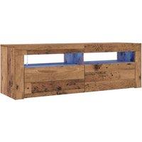 Berkfield Home TV Cabinet with LED Lights Old Wood 120x35x40 cm Engineered Wood in Brown | Size: 120 x 35 x 40 cm