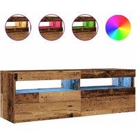 Berkfield Home TV Cabinet with LED Lights Old Wood 120x35x40 cm Engineered Wood in Brown | Size: 120 x 35 x 40 cm
