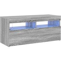 Berkfield Home TV Cabinet with LED Lights Grey Sonoma 90x35x40 cm | Size: 90 x 35 x 40 cm