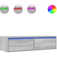 Berkfield Home TV Cabinet with LED Lights Grey Sonoma 100X35.5x25 cm