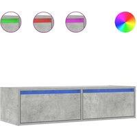 Berkfield Home TV Cabinet with LED Lights Concrete Grey 100X35.5x25 cm