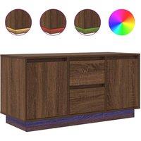 Berkfield Home TV Cabinet with LED Lights Brown Oak 100x41x50 cm | Size: 100 x 41 x 50 cm
