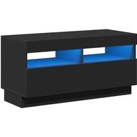 Berkfield Home TV Cabinet with LED Lights Black 80x35x40 cm | Size: 80 x 35 x 40 cm