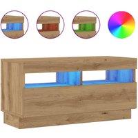 Berkfield Home TV Cabinet with LED Lights Artisian Oak 80x35x40 cm Engineered Wood | Size: 80 x 35 x 40 cm
