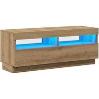 Berkfield Home TV Cabinet with LED Lights Artisian Oak 100x35x40 cm Engineered Wood | Size: 100 x 35 x 40 cm
