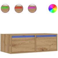 Berkfield Home TV Cabinet with LED Lights Artisan Oak 75x35.5x25 cm in Brown