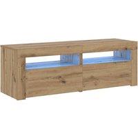 Berkfield Home TV Cabinet with LED Lights Artisan Oak 120x35x40 cm Engineered Wood in Brown | Size: 120 x 35 x 40 cm
